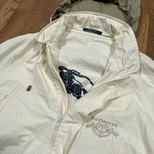 Vintage 90s Burberry Yacht Club White Cotton Blend Windbreaker Jacket Mens Sz 50